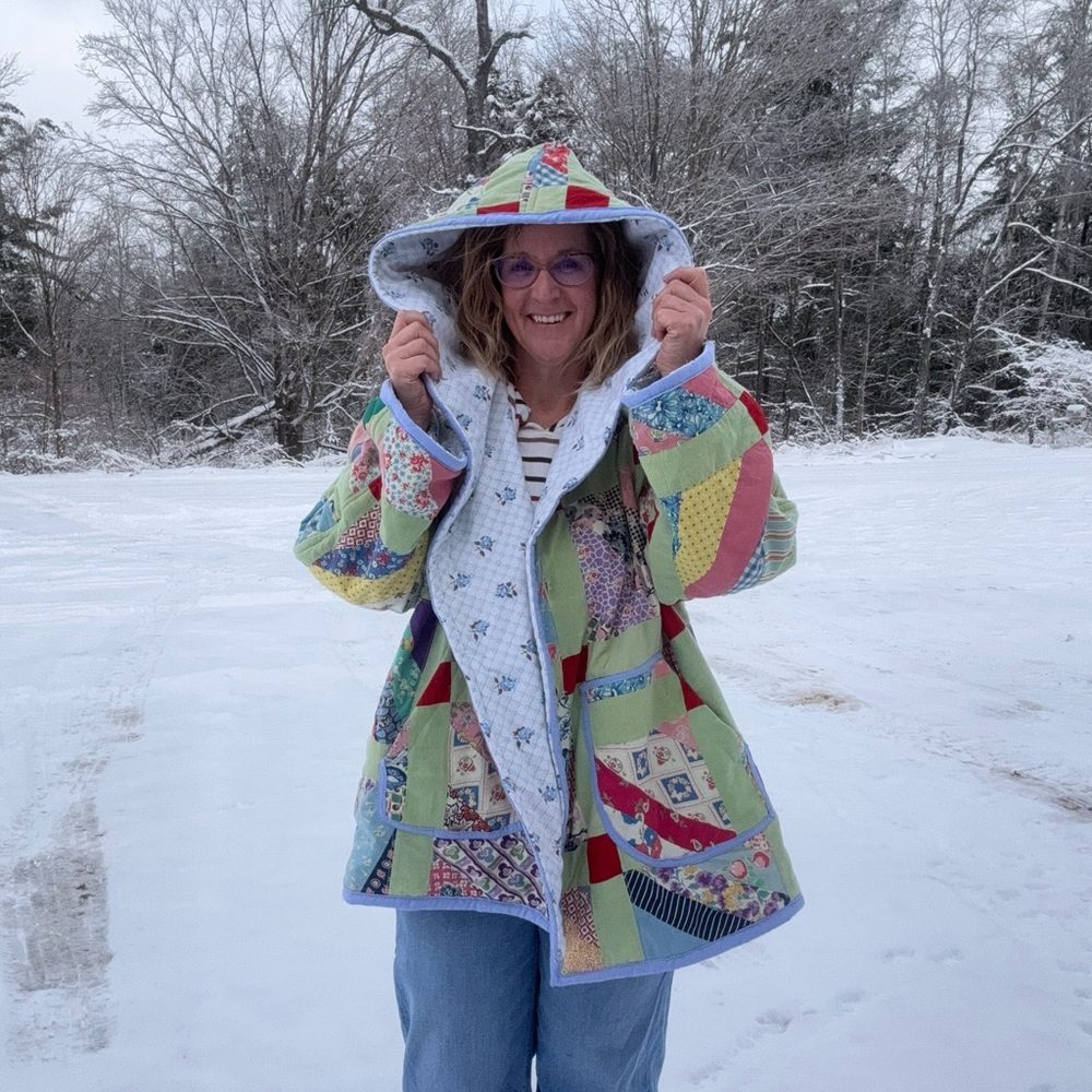 Handmade Hooded Patchwork Coat Roomy 2XL+